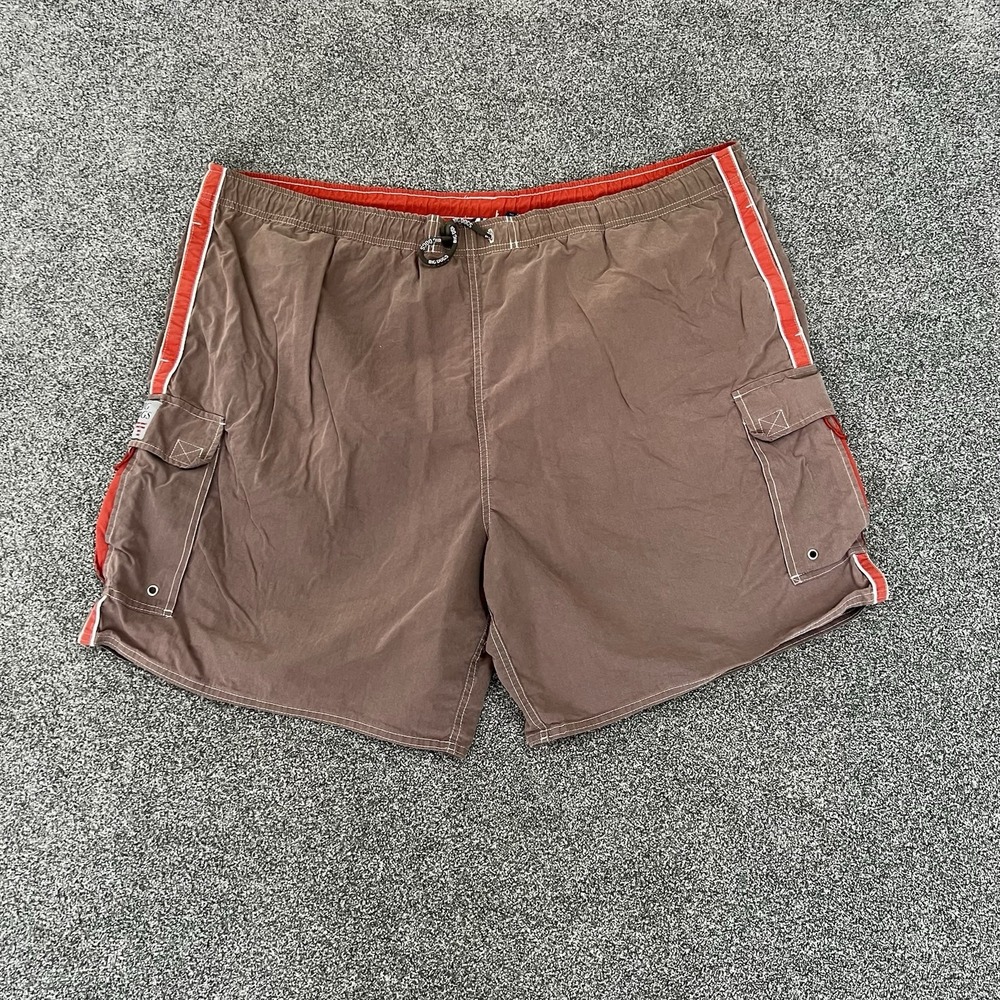 Big Dogs Swim Trunks Mens 2X Brown Orange Cargo Board Shorts